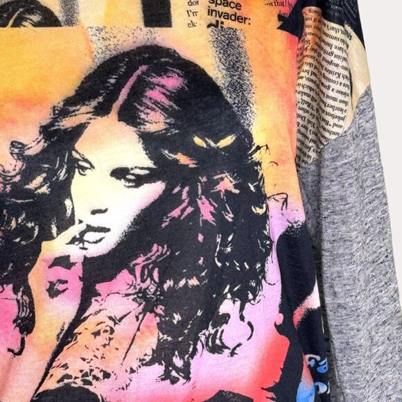 Sweet Rain Novelty Graphic Knit Top Blouse High Low Gray S bv - Picture 5 of 8